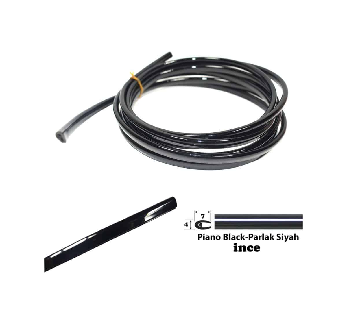 IMG-6307530720804428117.jpg U Tip Geçmeli Şerit Piano Black Siyah İnce 5 Metre - Görsel 1