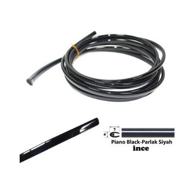 U Tip Geçmeli Şerit Piano Black Siyah İnce 5 Metre